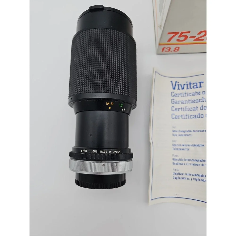 Vivitar 75-205mm f/3.8 Canon FD Mount Close Focus Manual Zoom Lens 58mm Filter
